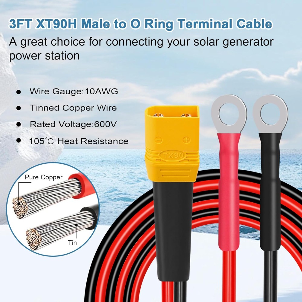 Drone Battery Connector - XT90-O링 터미널 케이블 10AWG XT90H 수컷-O링