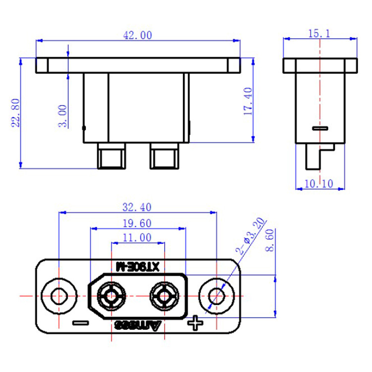 Drone Battery Connector - 30PCSAmass 블랙 XT90E-M 패널 마운트 커넥터