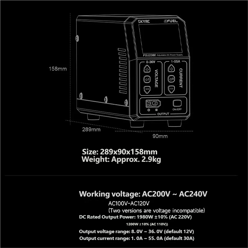 SKYRC PSU2000 1980W 조정 가능한 DC  - Drone Battery Charger 리뷰 및 가격