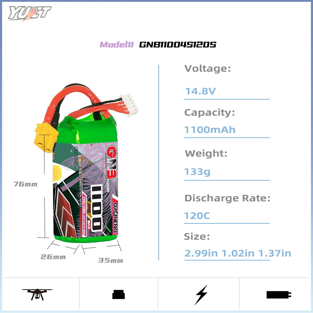 YUCT GNB 6S 리튬폴리머 배터리 22.2V 11 - Drone Battery 4S 리뷰 및 가격