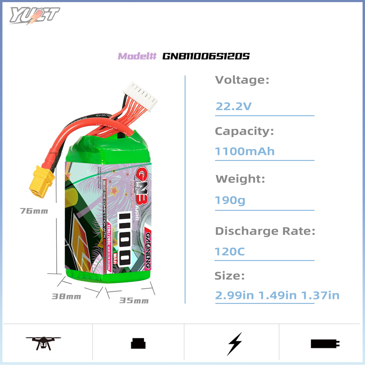 YUCT GNB 6S 리튬폴리머 배터리 22.2V 11 - Drone Battery 4S 리뷰 및 가격